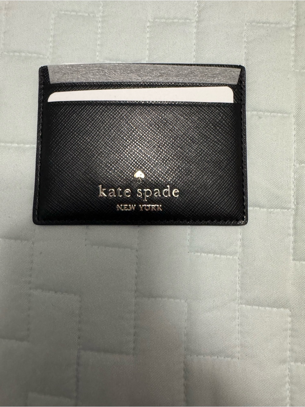 kate spade Black Leather Card Case with Gold Logo